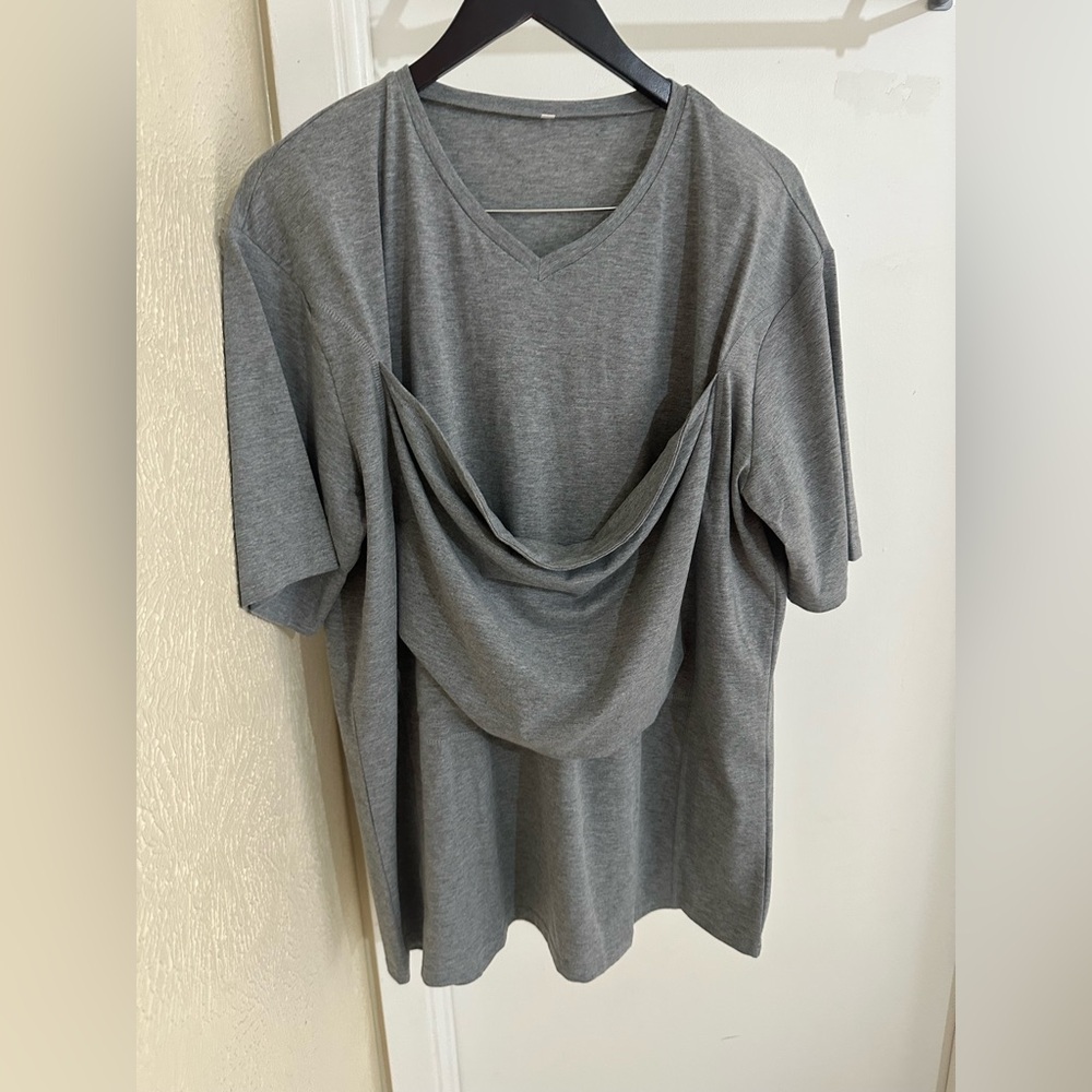 NWOT Gray Maternity Top with Baby Pouch!